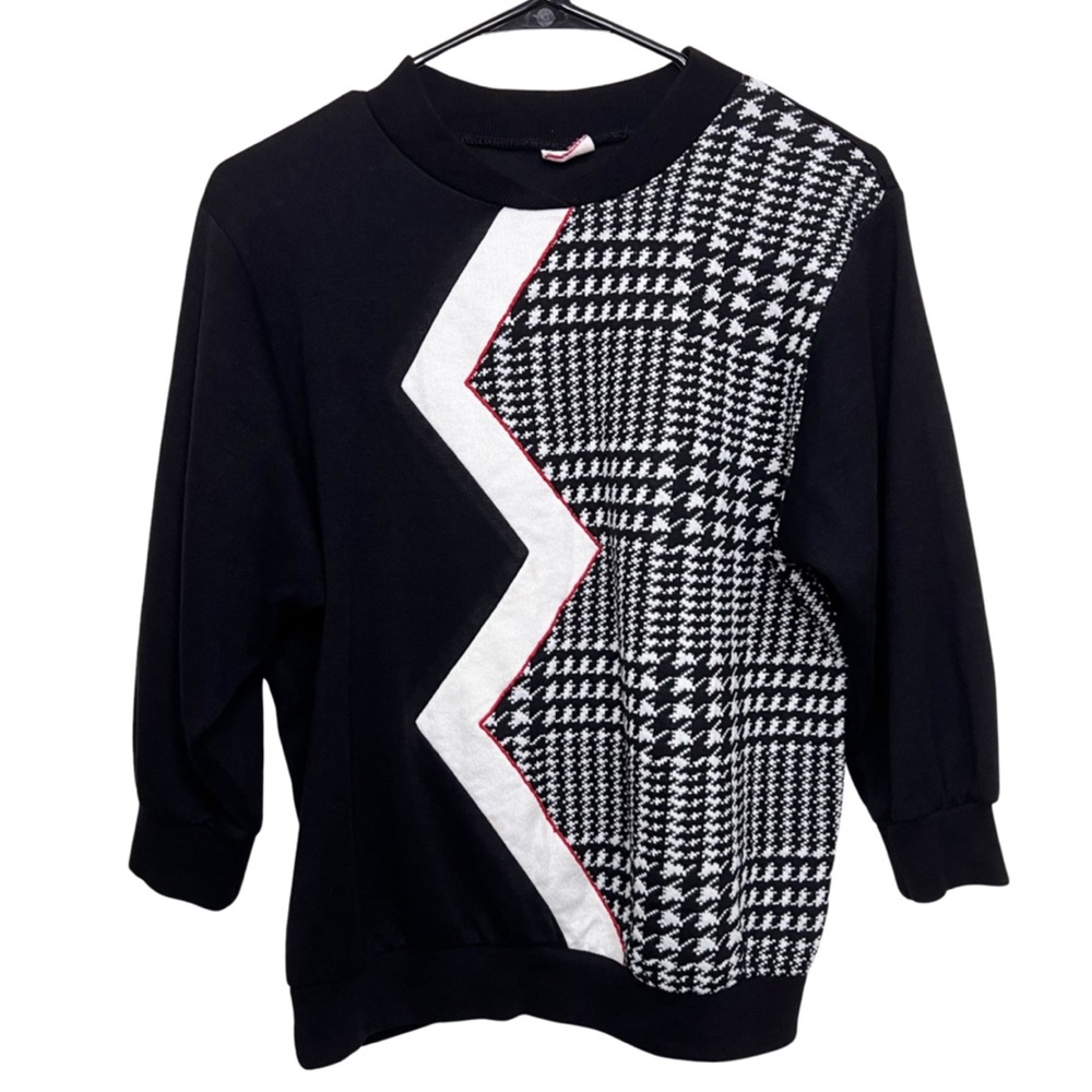 Vintage Houndstooth Contrast Sweatshirt